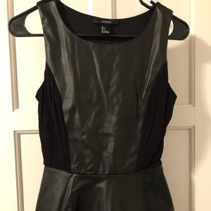Faux leather black peplum tank